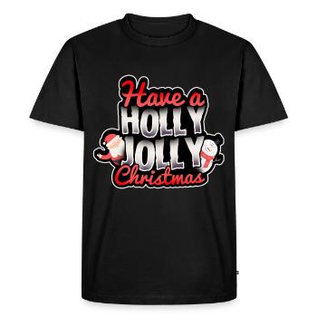Holly jolly noël joyeux noël père noël - T-shirt Premium bio Homme - noir - Devant - Nico (187cm)