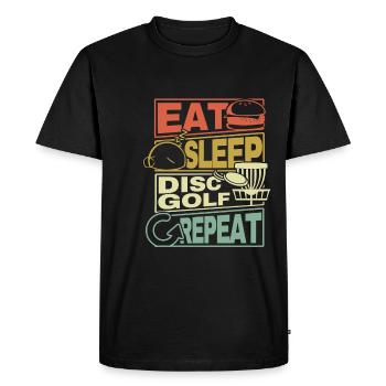 Eat Sleep Disc Golf Repeat Frisbee Geschenk Gift - Men's Premium Organic T-Shirt - black - Front - Nico (187cm)
