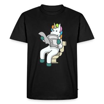 Cadeau de toilette licorne journal drôle toilette toilette - T-shirt Premium bio Homme - noir - Devant - Nico (187cm)