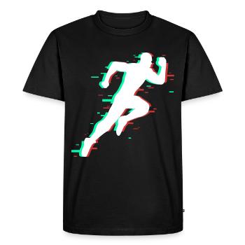 Runner sprinter running sport course sprint - T-shirt Premium bio Homme - noir - Devant - Nico (187cm)