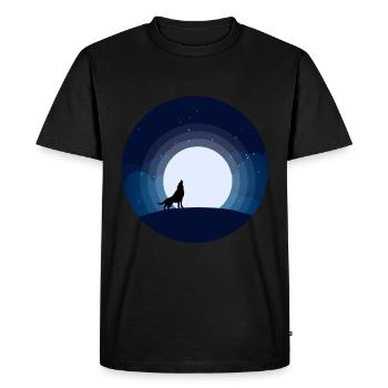 Lune Loup Ciel nocturne Montagne hurlé pleine lune - T-shirt Premium bio Homme - noir - Devant - Nico (187cm)