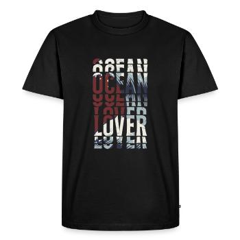 Vagues de la mer - T-shirt Premium bio Homme - noir - Devant - Nico (187cm)