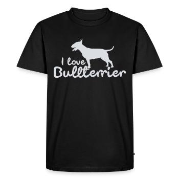 Bull Terrier "J'aime Bull Terrier" - T-shirt Premium bio Homme - noir - Devant - Nico (187cm)