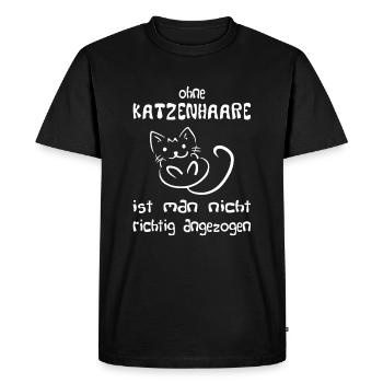 Without cat hair you are not properly dressed - Men's Premium Organic T-Shirt - black - Front - Nico (187cm)