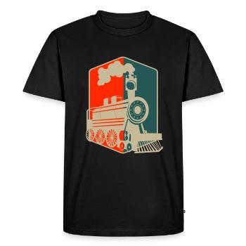 chemin de fer - T-shirt Premium bio Homme - noir - Devant - Nico (187cm)
