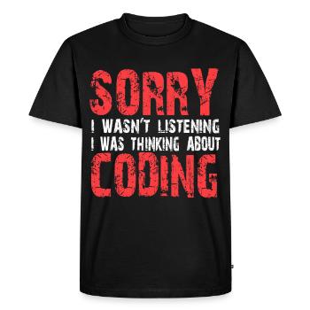 Coding - Men's Premium Organic T-Shirt - black - Front - Nico (187cm)