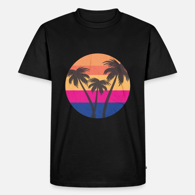 Palmen - Männer Premium Bio T-Shirt - Schwarz