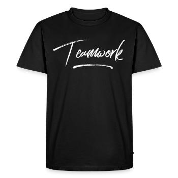 Travail d'équipe - T-shirt Premium bio Homme - noir - Devant - Nico (187cm)