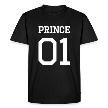 Prince 01 blanc t-shirt - T-shirt Premium bio Homme - noir - Devant - Nico (187cm)