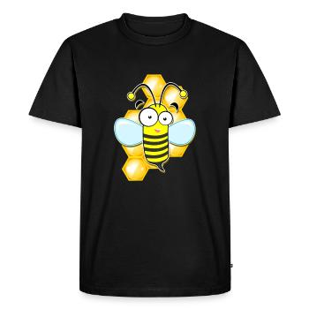 Drôle d’abeille abeille abeille nid d’abeille miel miel cadeau - T-shirt Premium bio Homme - noir - Devant - Nico (187cm)