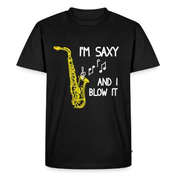 Saxophone Je Suis Saxy Et Je Souffle Saxophone Cadeau - T-shirt Premium bio Homme - noir - Devant - Nico (187cm)