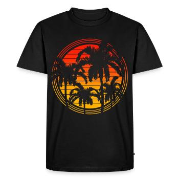 Sunset Palm - T-shirt Premium bio Homme - noir - Devant - Nico (187cm)