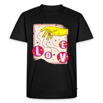 Boules d'amour, main d'amour, affiche de chemise d'amour en amour - T-shirt Premium bio Homme - noir - Devant - Nico (187cm)