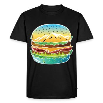 Thé délicieux oeuvre burger. Délicieux burger kuns - T-shirt Premium bio Homme - noir - Devant - Nico (187cm)