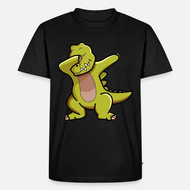 Dino dab dabbing Dinosaurier - Männer Premium Bio T-Shirt - Schwarz