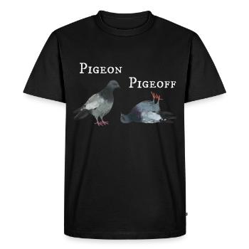 Pigeon à l’avant et au-de l’extérieur - T-shirt Premium bio Homme - noir - Devant - Nico (187cm)