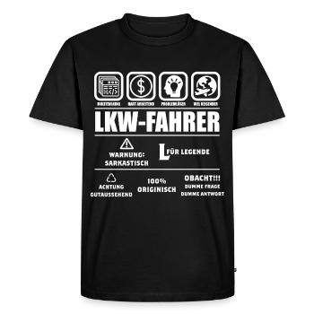 LKW-Fahrer - Beschreibung - Männer Premium Bio T-Shirt - Schwarz - Vorne - Nico (187cm)