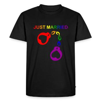 Mariage gay récemment marié - T-shirt Premium bio Homme - noir - Devant - Nico (187cm)