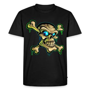 Dessin de crâne de pirate graffiti - T-shirt Premium bio Homme - noir - Devant - Nico (187cm)