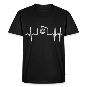 Camera Heartbeat Heart Passion Photographer Photo - Men's Premium Organic T-Shirt - black - Front - Nico (187cm)