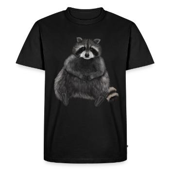 Assis raton laveur détendu - T-shirt Premium bio Homme - noir - Devant - Nico (187cm)