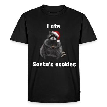 Raccoon ate all the Christmas cookies - Men's Premium Organic T-Shirt - black - Front - Nico (187cm)