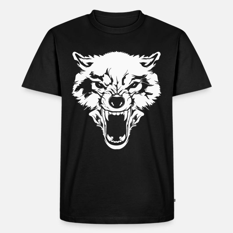 Wolf - Männer Premium Bio T-Shirt - Schwarz