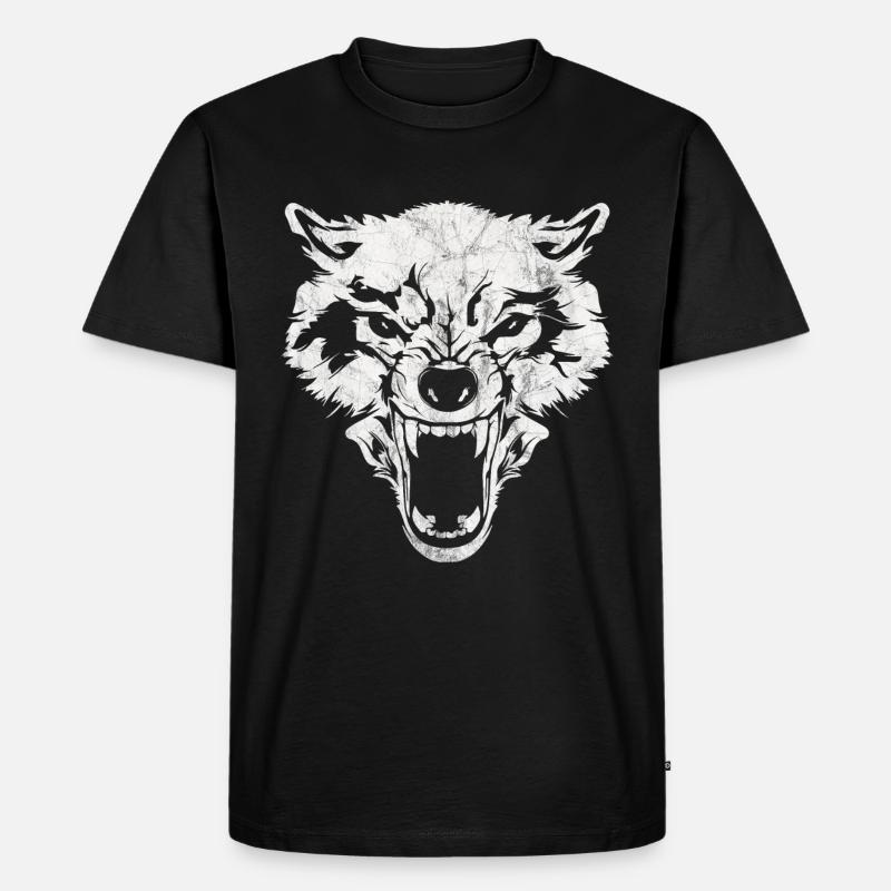 Wolf - Männer Premium Bio T-Shirt - Schwarz