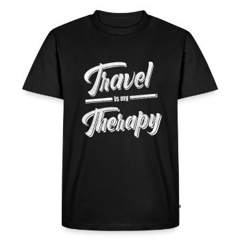 Voyager est ma thérapie - T-shirt Premium bio Homme - noir - Devant - Nico (187cm)