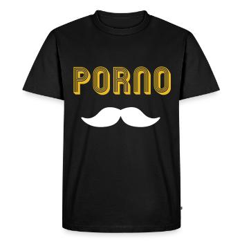 Moustache porno - T-shirt Premium bio Homme - noir - Devant - Nico (187cm)