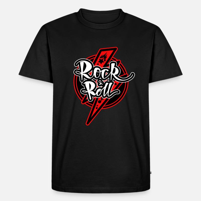 Rock n Roll Blitz - Männer Premium Bio T-Shirt - Schwarz