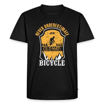 Never Underestimate A Bicycle - Men's Premium Organic T-Shirt - black - Front - Nico (187cm)