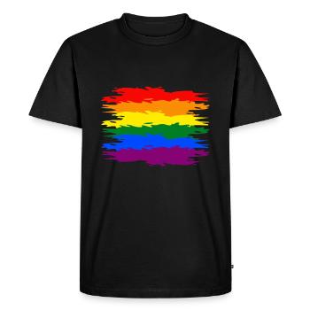 Drapeau arc-en-ciel - T-shirt Premium bio Homme - noir - Devant - Nico (187cm)