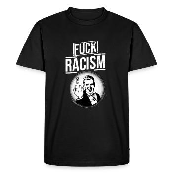 contre le racisme! - T-shirt Premium bio Homme - noir - Devant - Nico (187cm)