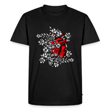 Heart floral - Men's Premium Organic T-Shirt - black - Front - Nico (187cm)