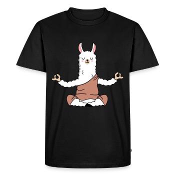Chemise de yoga lama alpaga - T-shirt Premium bio Homme - noir - Devant - Nico (187cm)
