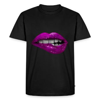 Lèvres mordantes roses - T-shirt Premium bio Homme - noir - Devant - Nico (187cm)