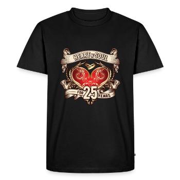 Un cœur et une âme depuis 25 ans - T-shirt Premium bio Homme - noir - Devant - Nico (187cm)