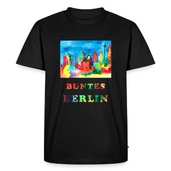 Berlin coloré - croquis aquarelle de monuments de Berlin - T-shirt Premium bio Homme - noir - Devant - Nico (187cm)