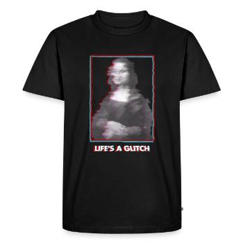 Glitch Vaporwave Mona Lisa - Men's Premium Organic T-Shirt - black - Front - Nico (187cm)