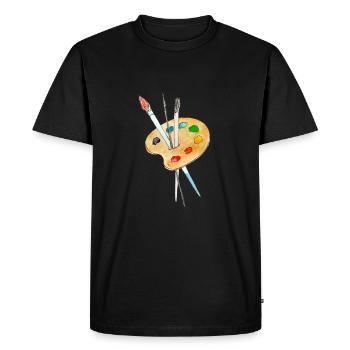 Palette, peintures et pinceaux - T-shirt Premium bio Homme - noir - Devant - Nico (187cm)