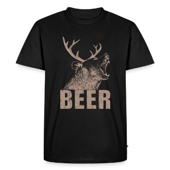 Beer Bear Wild Forest Alcohol Moose Deer - Men's Premium Organic T-Shirt - black - Front - Nico (187cm)