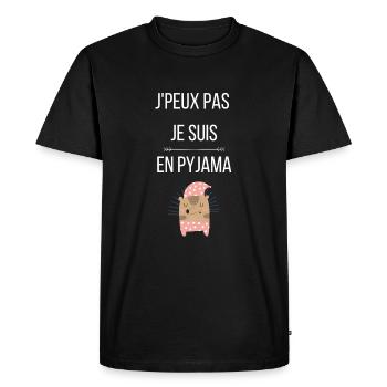 J'peux pas je suis en pyjama - T-shirt Premium bio Homme - noir - Devant - Nico (187cm)