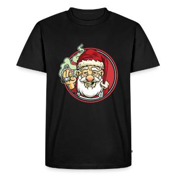 Santa Claus with joint | High cannabis marijuana - Men's Premium Organic T-Shirt - black - Front - Nico (187cm)
