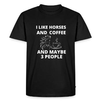 J'aime les chevaux et le café et peut-être 3 personnes. - T-shirt Premium bio Homme - noir - Devant - Nico (187cm)