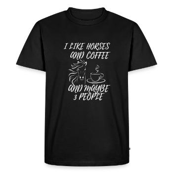 J'aime les chevaux et le café et peut-être 3 personnes. - T-shirt Premium bio Homme - noir - Devant - Nico (187cm)