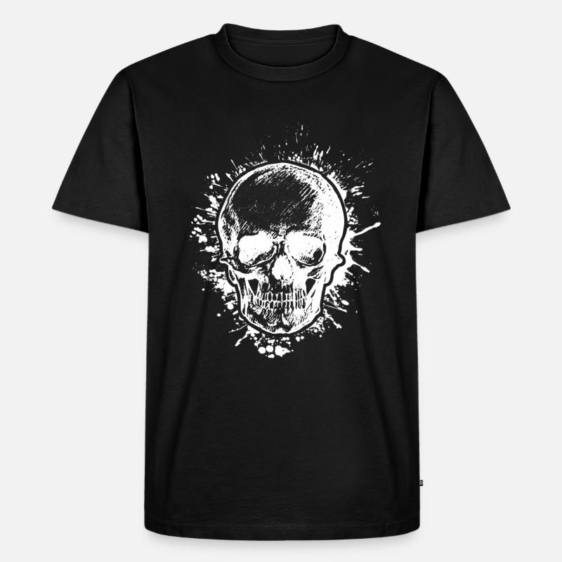 Schädel Skull mit Tintenklecks - Männer Premium Bio T-Shirt - Schwarz