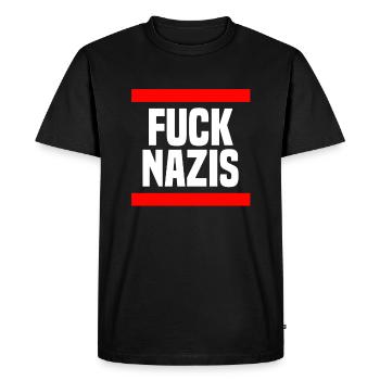 Fuck Nazis - Men's Premium Organic T-Shirt - black - Front - Nico (187cm)