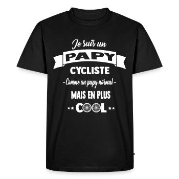 papy cycliste cool,vélo,cadeau,anniversaire,noël - T-shirt Premium bio Homme - noir - Devant - Nico (187cm)