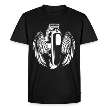 Machine à couper les cheveux barber wings - T-shirt Premium bio Homme - noir - Devant - Nico (187cm)